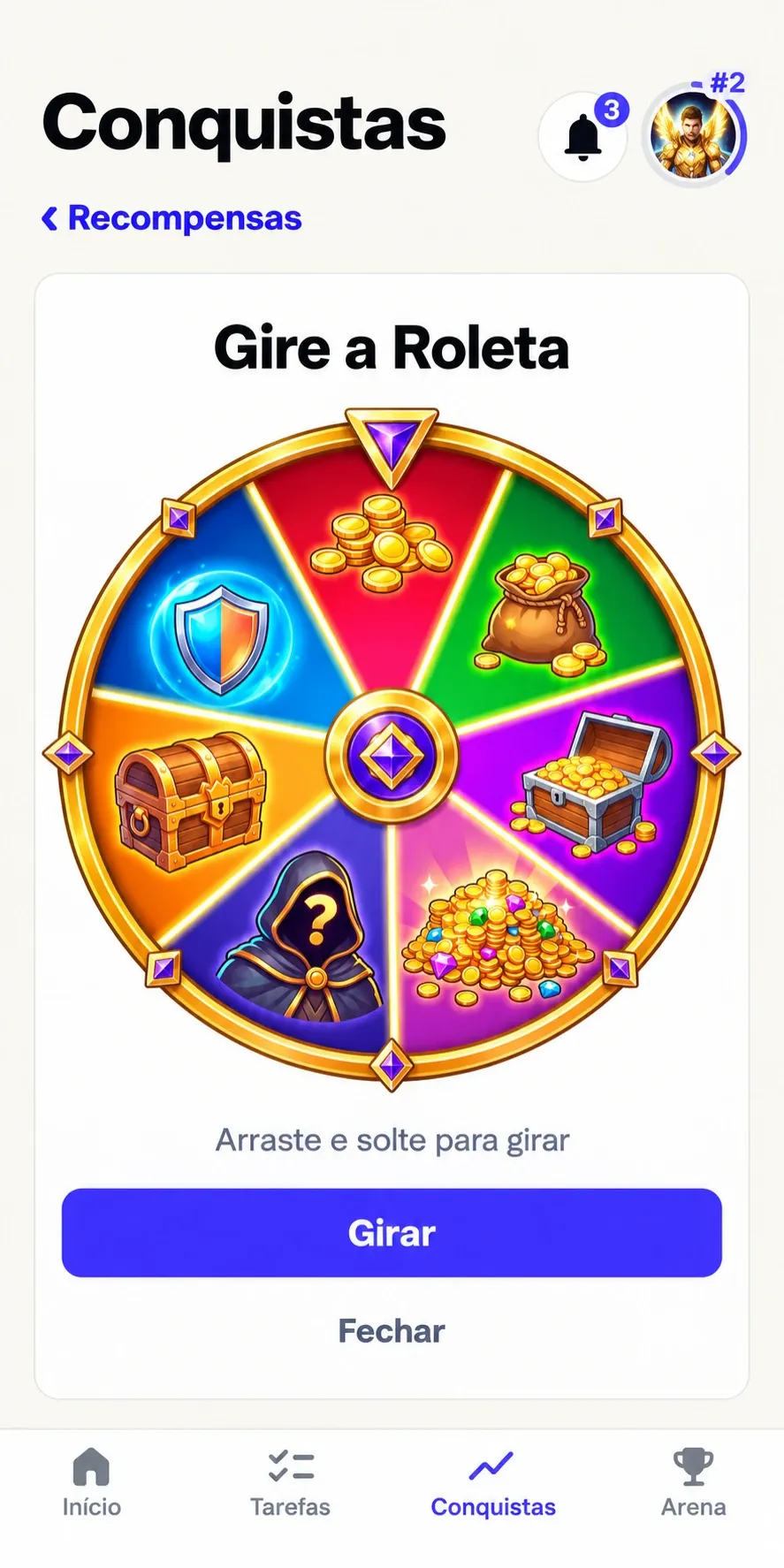Roleta de prêmios pronta para girar